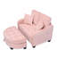 Canapé à deux places, canapé-lit double avec accoudoirs et dossiers irréguliers, repose-pieds avec espace de rangement, deux petits coussins décoratifs, convient au salon et à la chambre à coucher - rose