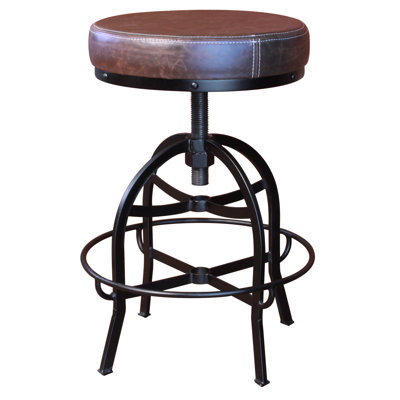 Zayn Swivel Adjustable Height Bar Stool, with Faux Leather seat, Iron base