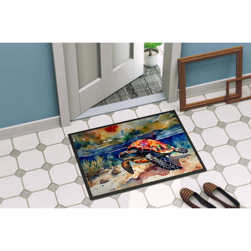 Loggerhead Sea Turtle Doormat, L 24 po x L 36 po