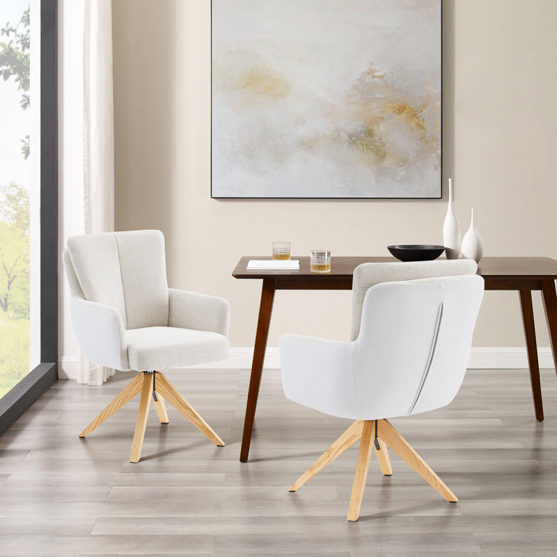 Ensemble de 2 chaises de bureau Bernab, Blanc cassé / blanc