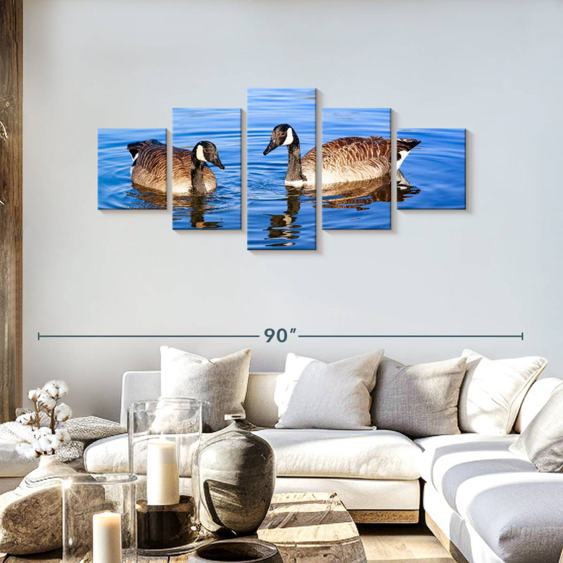 Two Geese In A Pond, 30" H x 68" W