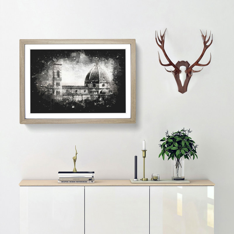 Florence Cathedral in Italy - Picture Frame Graphic Art Print, Oak Framed, 62cm H x 87cm W x 2cm D