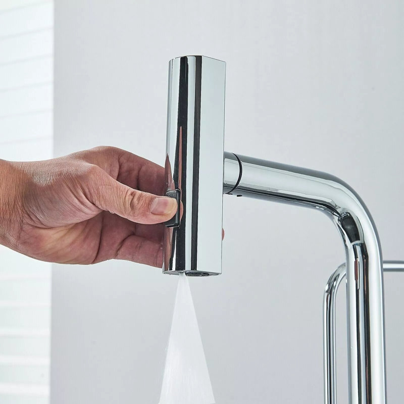 Robinet mélangeur chromé avec robinet de purificateur de cuisine à 3 voies