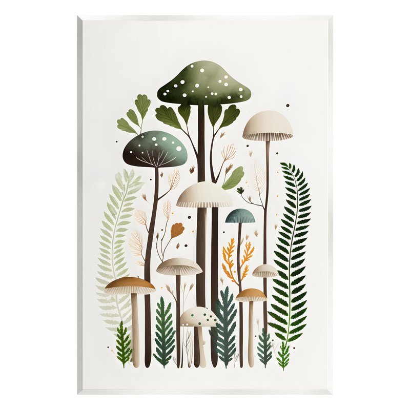 Bb-050-Champignons verts fantaisistes sur toile, H 15 po x l 10 po x P 0,5 po