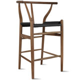 Counter Height Stool Farmhouse with Y Back Dark Woven Wood Kitchen Fully Assembled