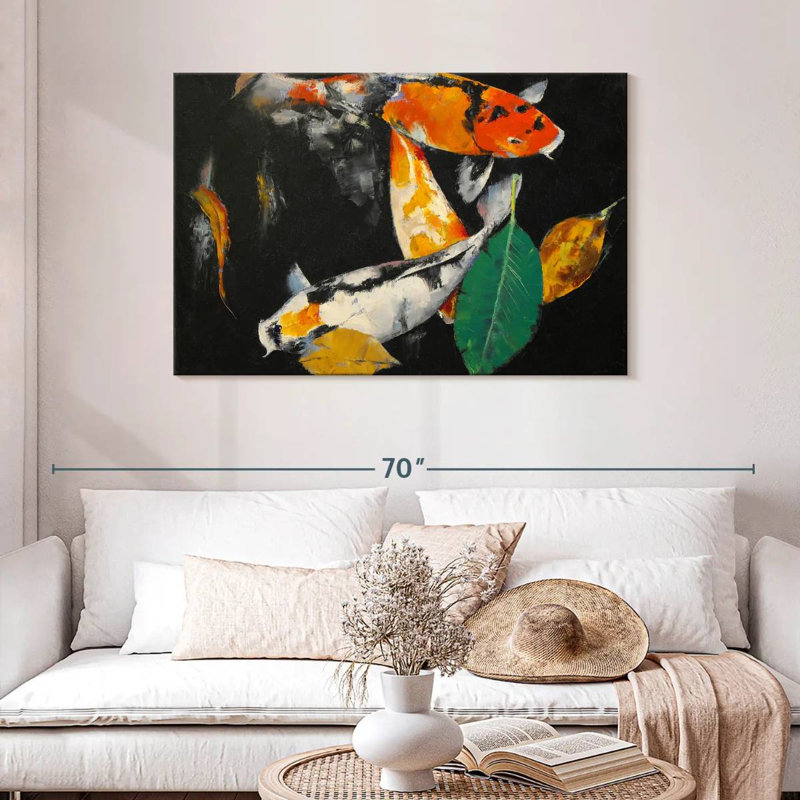 Koi Pond At Night, 30" H x 45" W