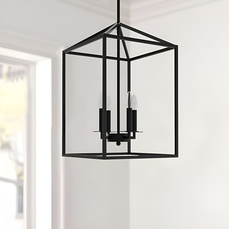 Pasha 4 - Light Black Open Lantern Rectangle Pendant