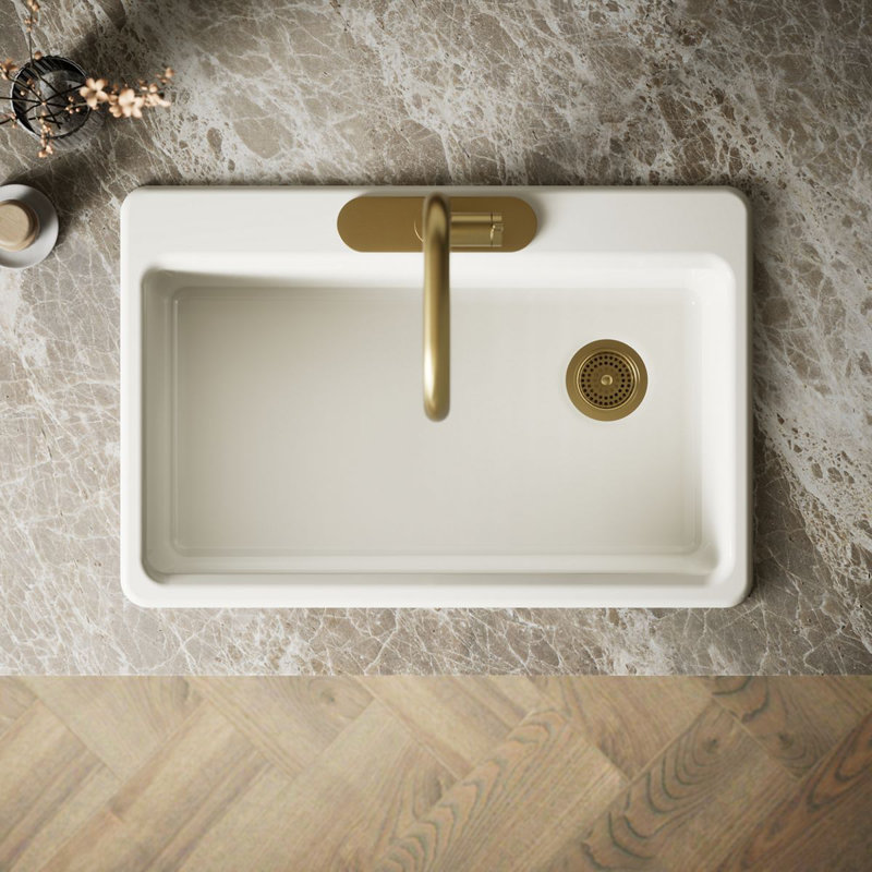 Riverby™ Single-Bowl Top-Mount Kitchen Snk with Accessories, 3 hole, White