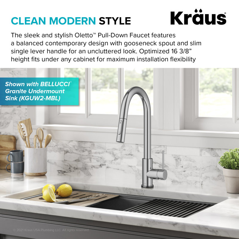 Kraus Oletto Single-Handle Touch Kitchen Sink Faucet, Chrome