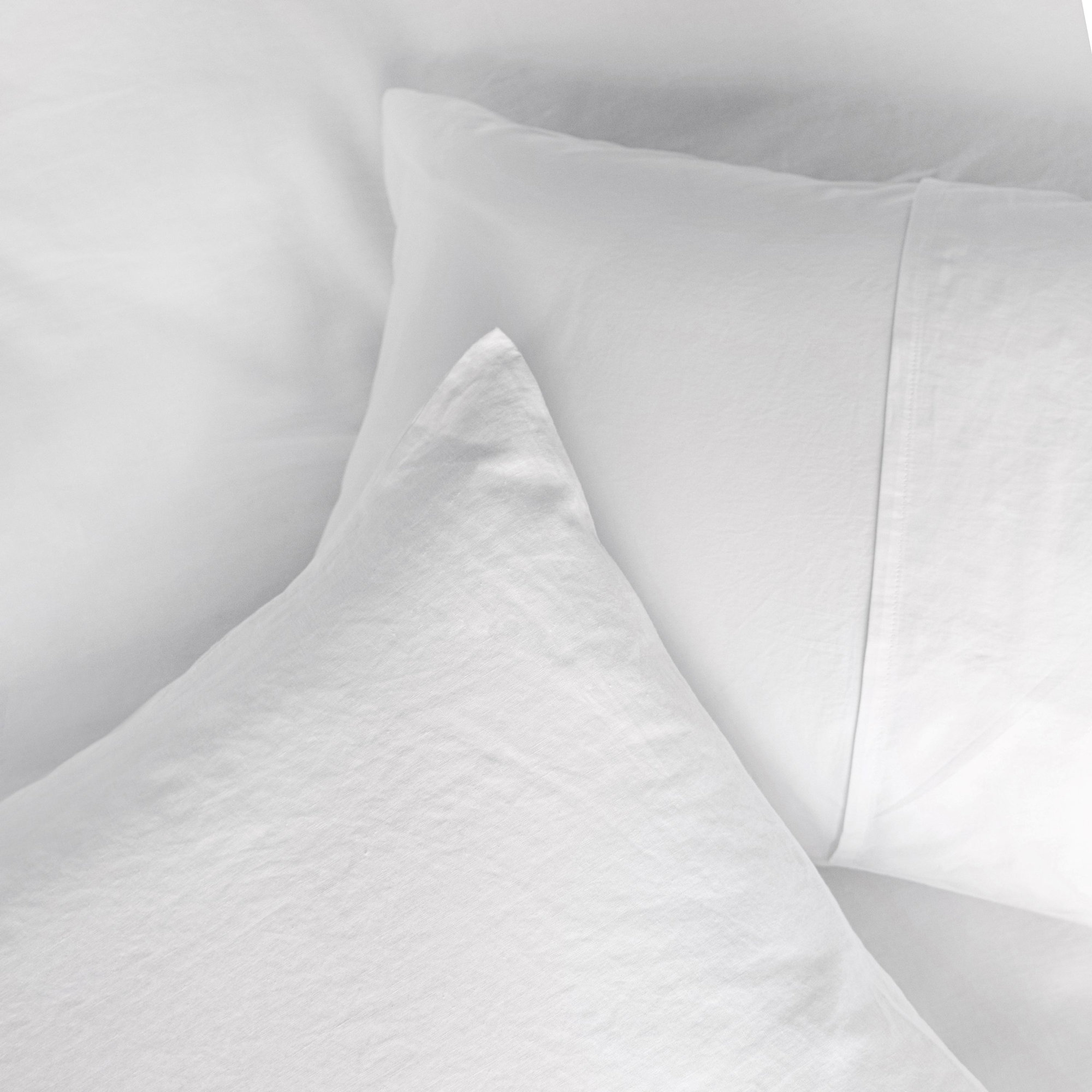 French Linen And Cotton Duvet Cover & Sham Set, White, King Duvet Cover + 2 King Pillow Shams