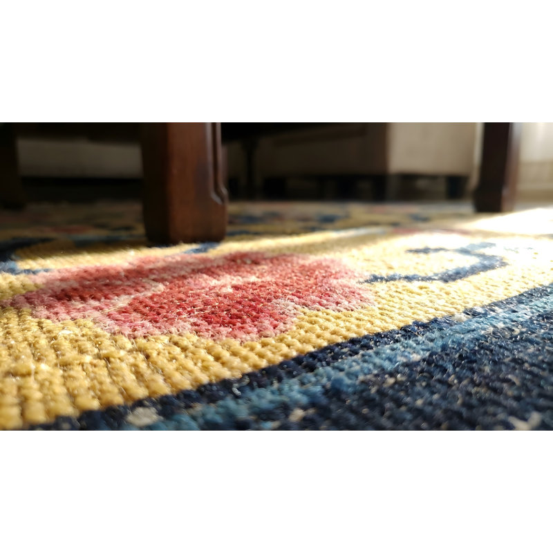 Antique Geometric Medallion Wool Hand Knotted Pile Coral / Salmon Pink 1925 Rug