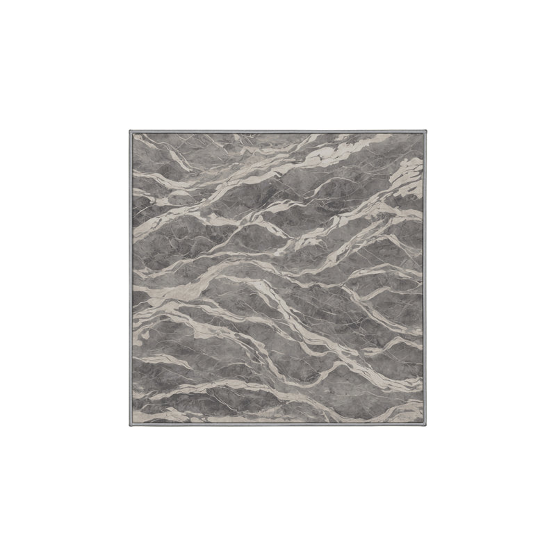 Machine Washable Gray Area Rug, Square 8'