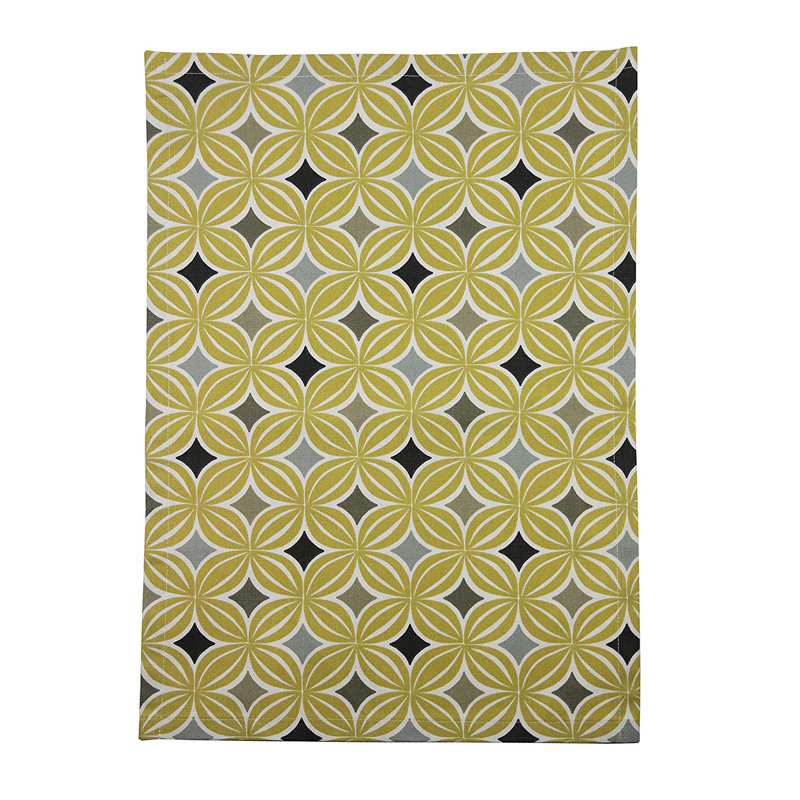 Amethy 100% Cotton Geometric Rectangle Napkin, Ochre Yellow