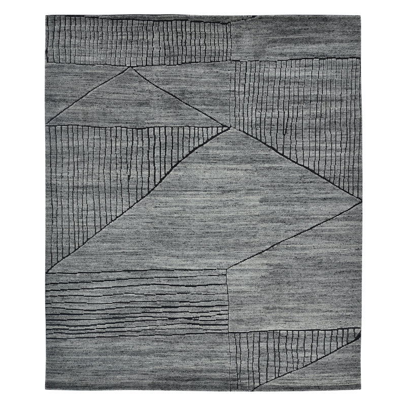 Tapis gris noué à la main Arlington Moraccan, Rectangle 8 pi x 10 pi