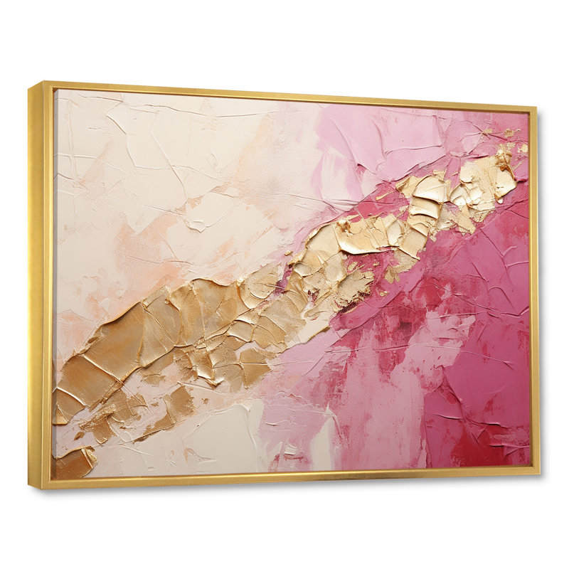 «Pink Gold Minimalisme Poteries I», reproduction sur toile à spirales abstraites, H 30 po x l 40 po x P 1,5 po