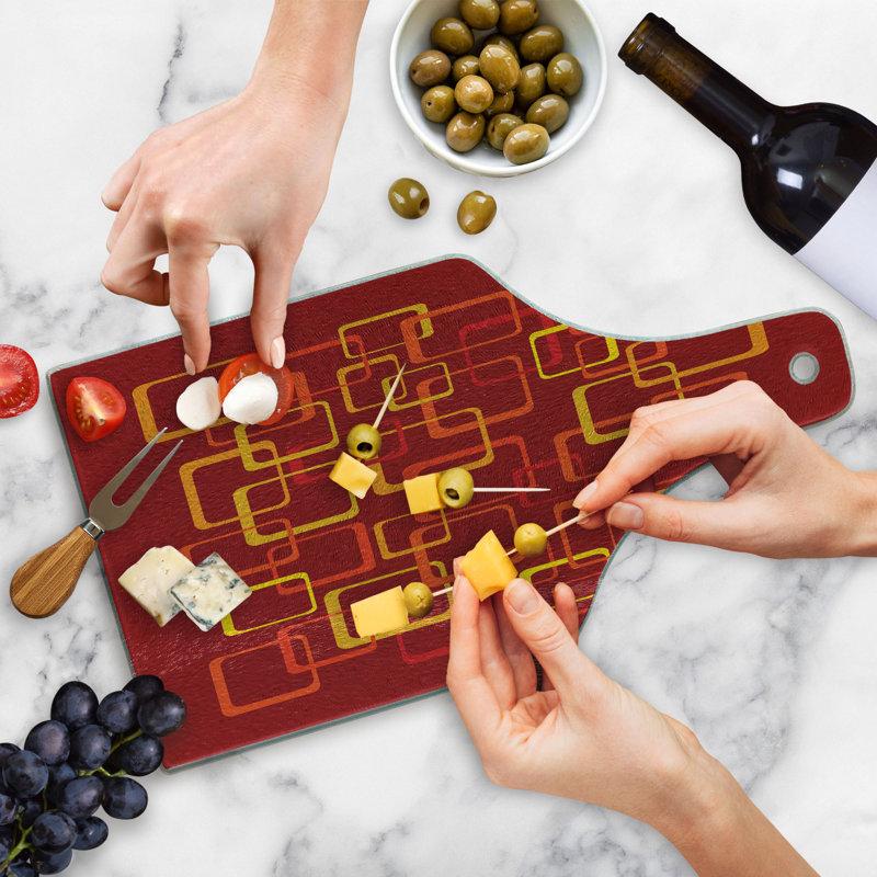 Retro Warm Tones Tempered Glass Cutting Board