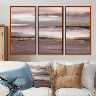 «Purple Glam Storm IV», ensemble d'art mural sur toile moderne et contemporain encadré de 3
