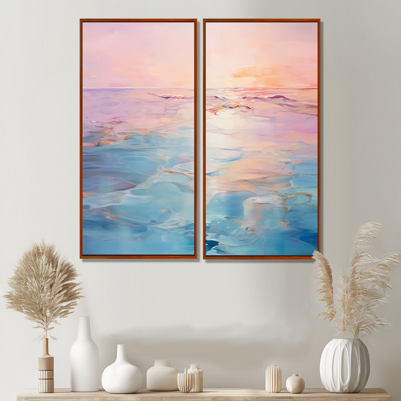 Rambo - Coastal Coastal Waves, art mural, 20" H x 24" W, Brown, Impression encadrée flottante