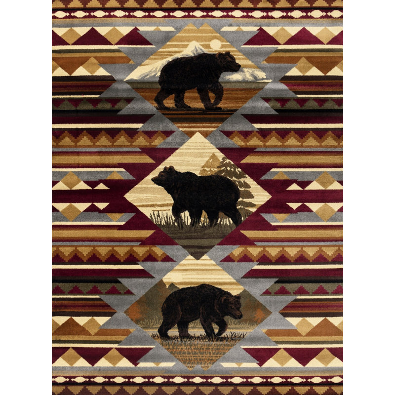 Lodge Area Rug, 2 Ft. 7 In. X 3 In., Red Polypropylene Runner With Jute Backing Mat, Luxury Look