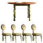 Ensemble de table ronde en bois massif de style français