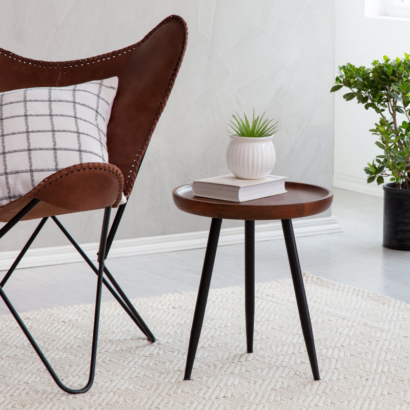 Derik Solid Wood Side Table, Walnut