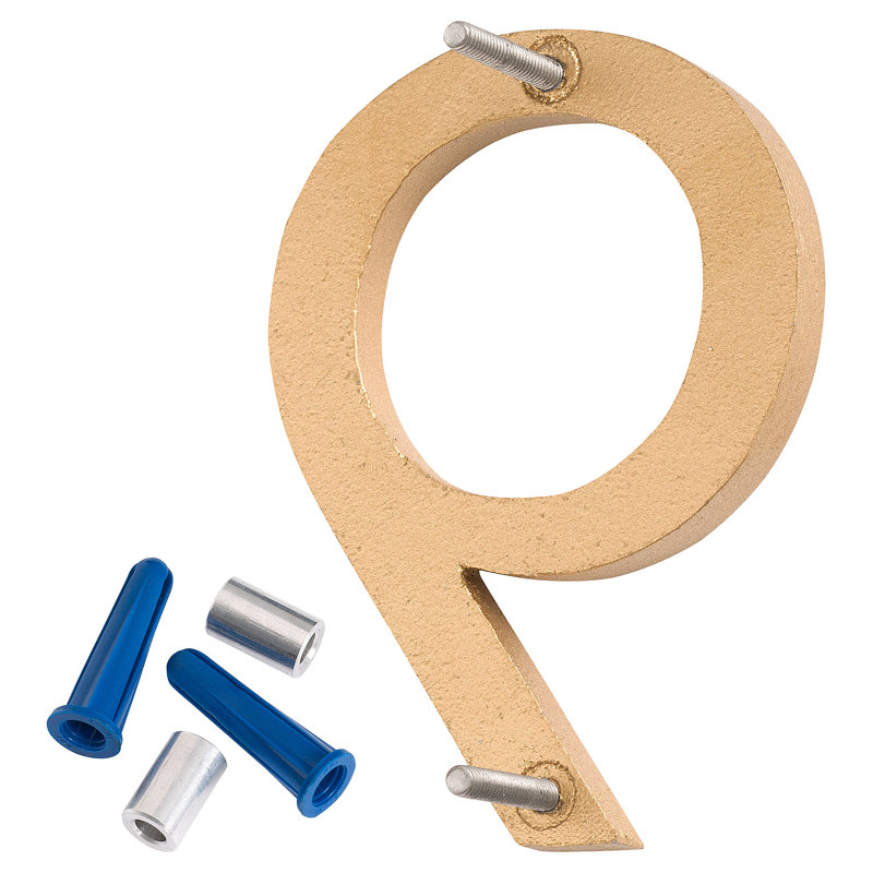 4 in. Flat Floating Mount House Number, 9, Gold