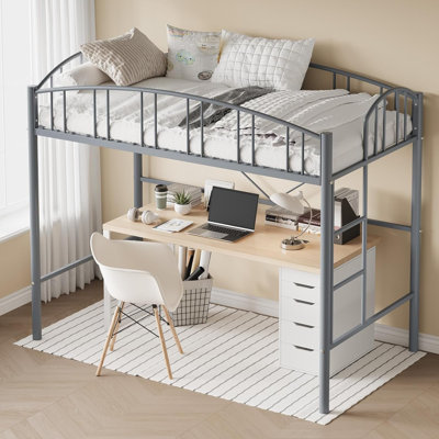 Twin Heavy Duty Metal Loft Bed, Easy Assembly Space Saving