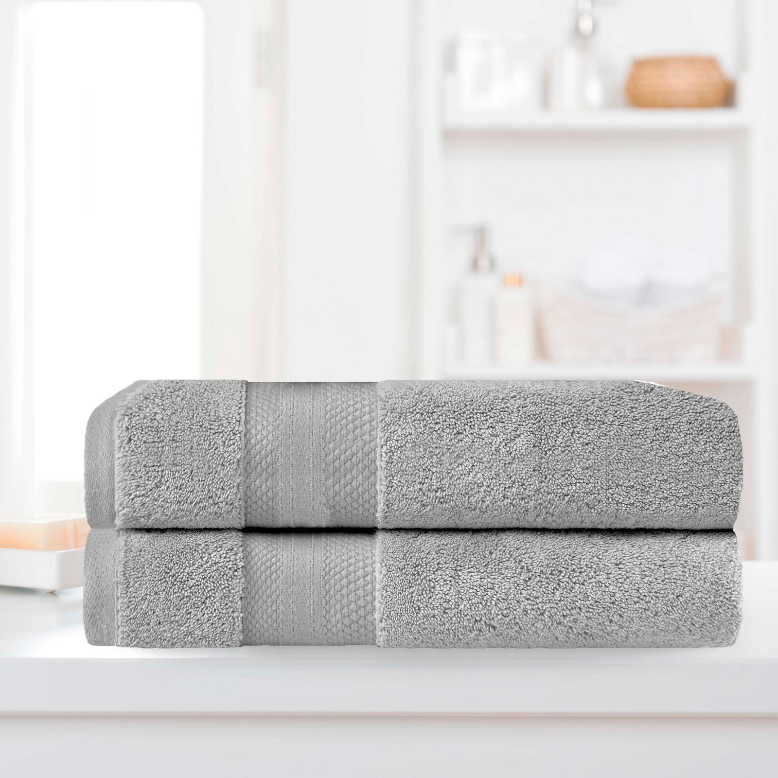Finnian Ultra-Plush Heavyweight, 100% Turkish Towel Collection, Gray, Bath Sheets - 2 Pack