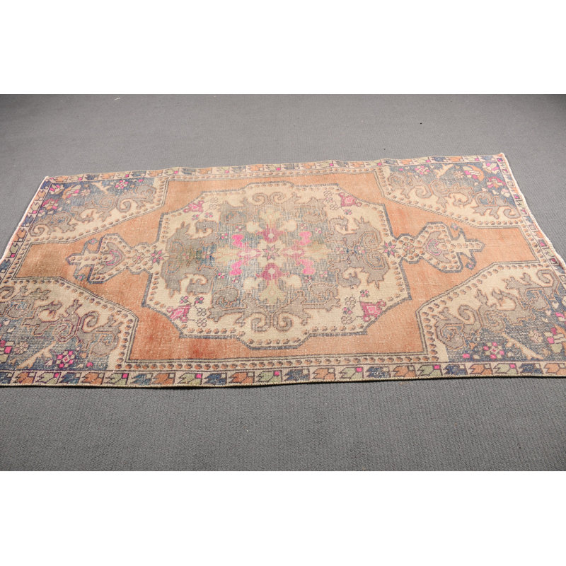 Tapis turc beige rétro Anatolian rétro parfait pour les décorations de chambre à coucher élégantes