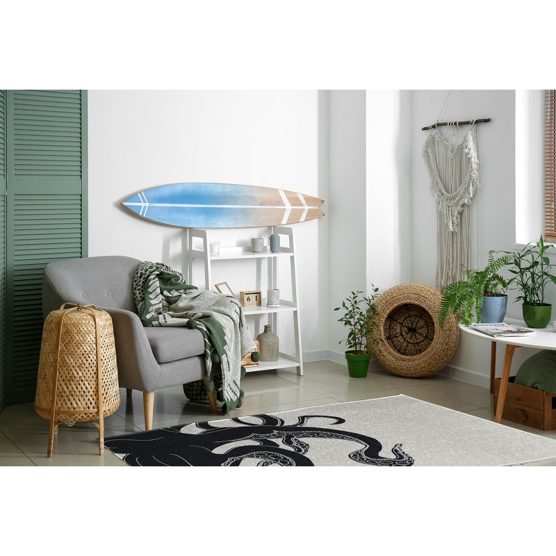 Tapis bleu requin tissé à plat Llukan, Rectangle 4 pi x 6 pi
