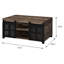 Table basse en chêne noir rustique rehaussée de métal avec portes coulissantes, choix et option de rangement tendance