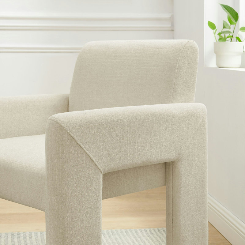 Chaise de salle à manger rembourrée Daven, Écru, Écru