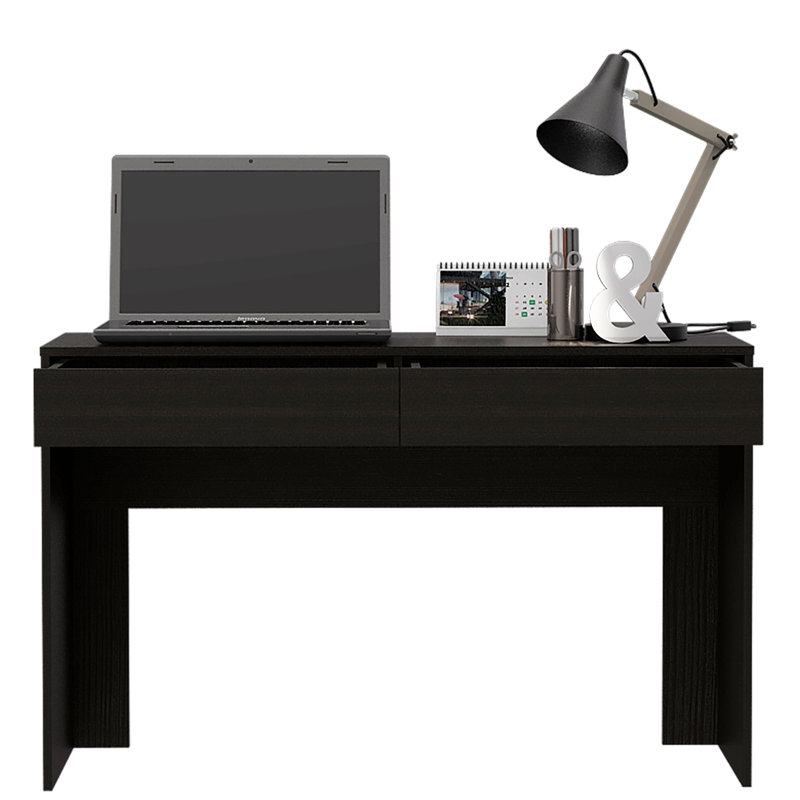 Bureau d'ordinateur avec deux tiroirs pour le bureau personnel, Noir