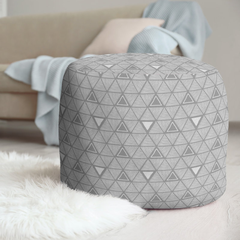 Upholstered Pouf, Gray