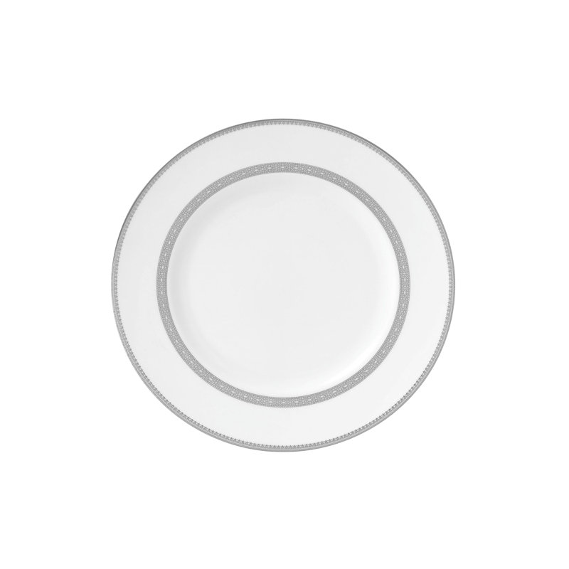 Elegant White and Platinum Porcelain 4-Piece Dinnerware Set