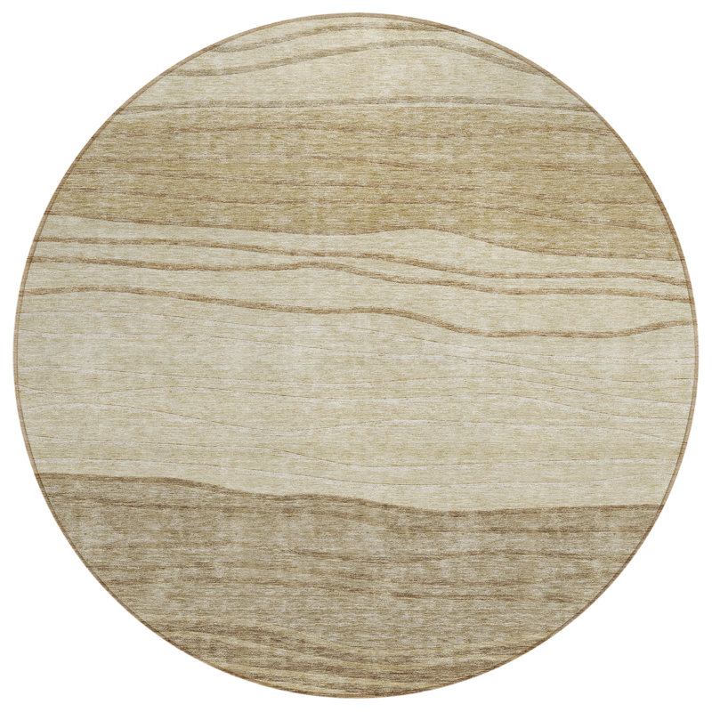 Washable Striped Indoor / Outdoor Rug, Round 8'