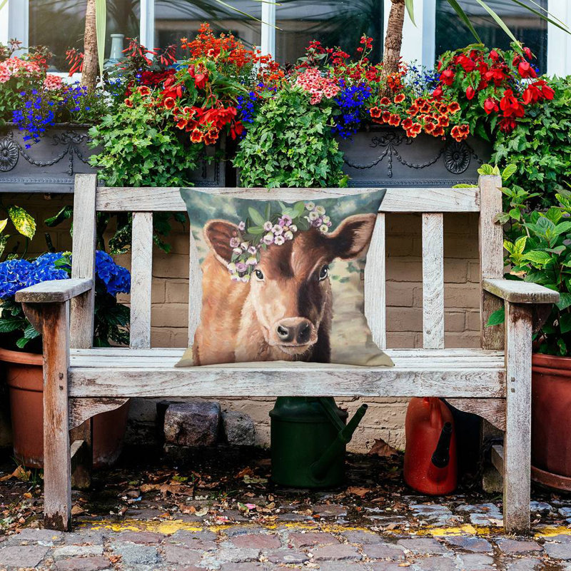 Cute jersey cow - 20"x20" Outdoors Throw pillow - Spun poly - Print on demand