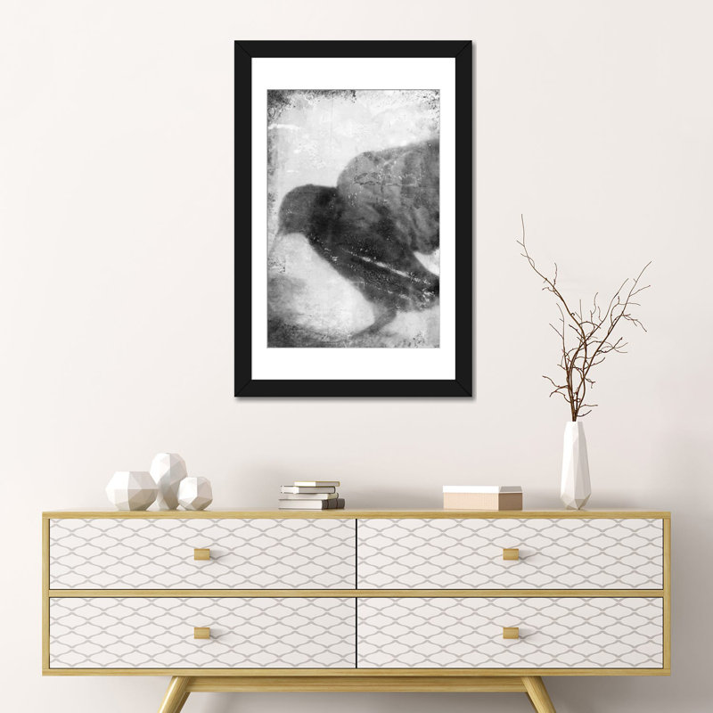 «B&W Flight V», reproduction sur toile, Papier d'art encadré noir, H 32 po x l 24 po x P 1 po, Blanc