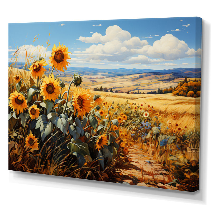 Champ de tournesols français Blayson - charme II, 16" H x 32" W, Toile tendue