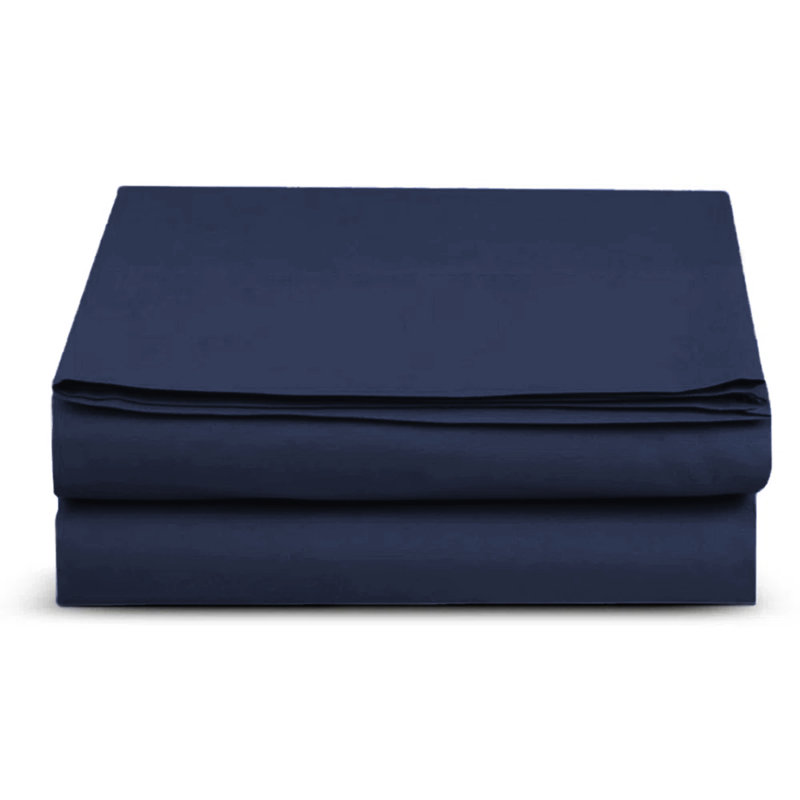 Deirdre 200 Thread Count Egyptian Certified Cotton Flat Sheet, Kingsize (5'), Navy