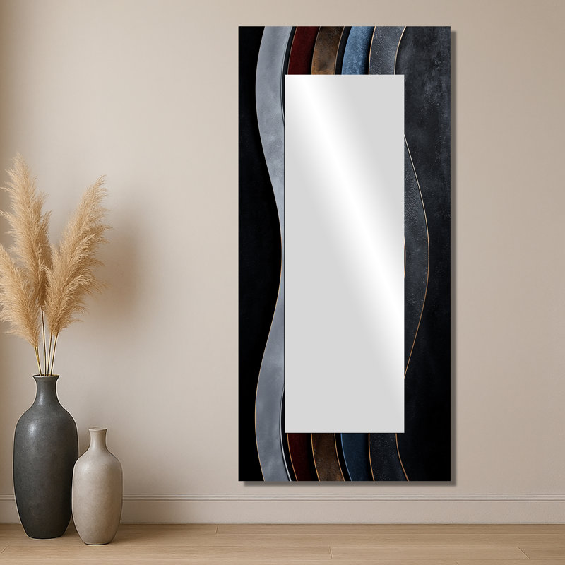 Abstract Fractal Whispers Of Dark Color  - Modern Accent Wall Mirror - Printed On Metal, 28" x 60"