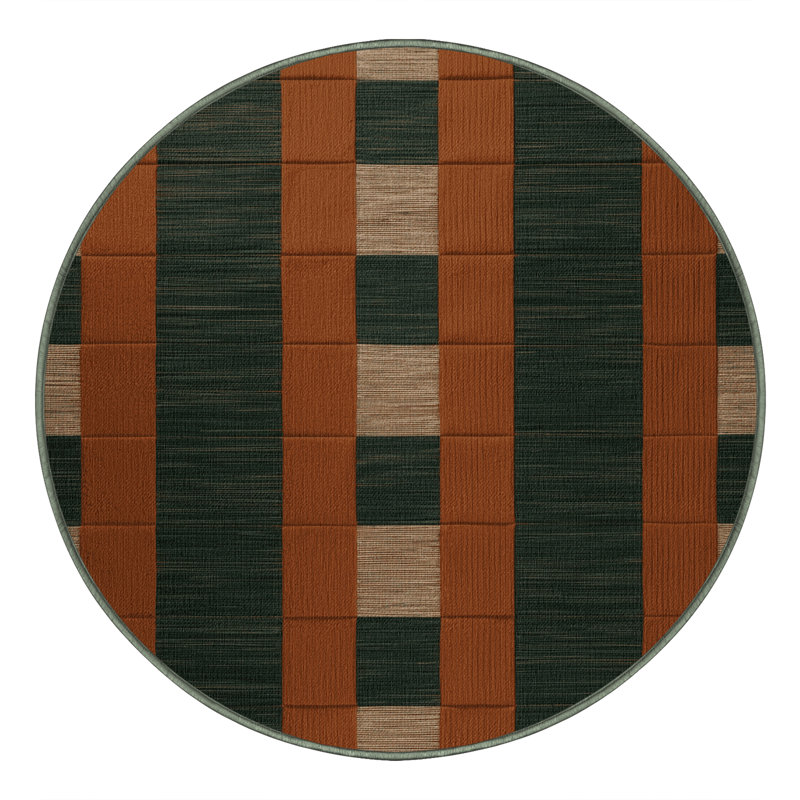 Tapis vert à carreaux lavable à la machine, Rond 5 pi