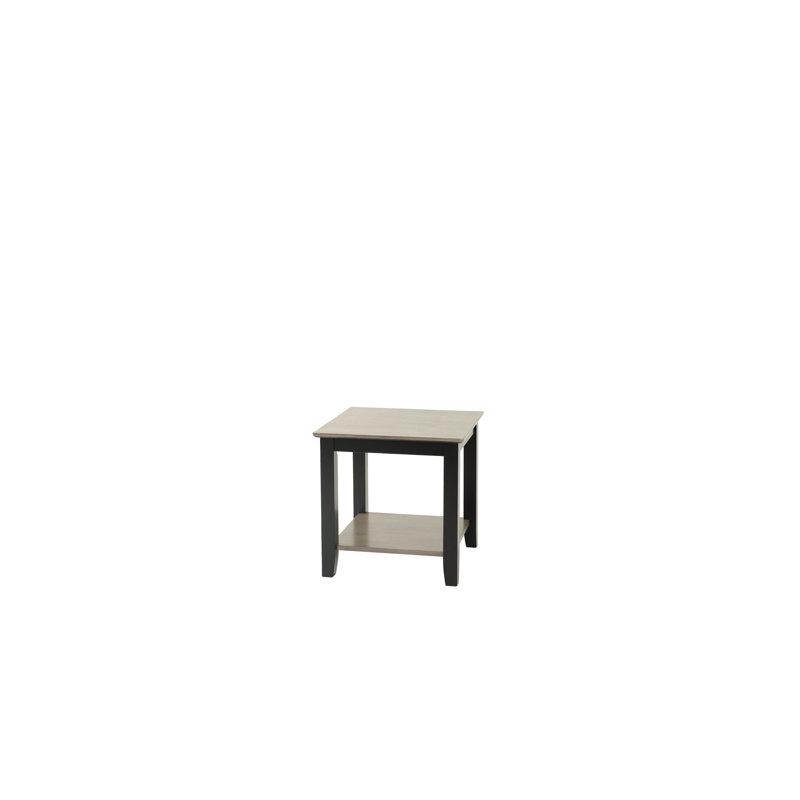 Table de bout bicolore grise / noire moderne avec rangement sous la tablette, bois d'hévéa et placage de noyer pour le salon | Idée de cadeau