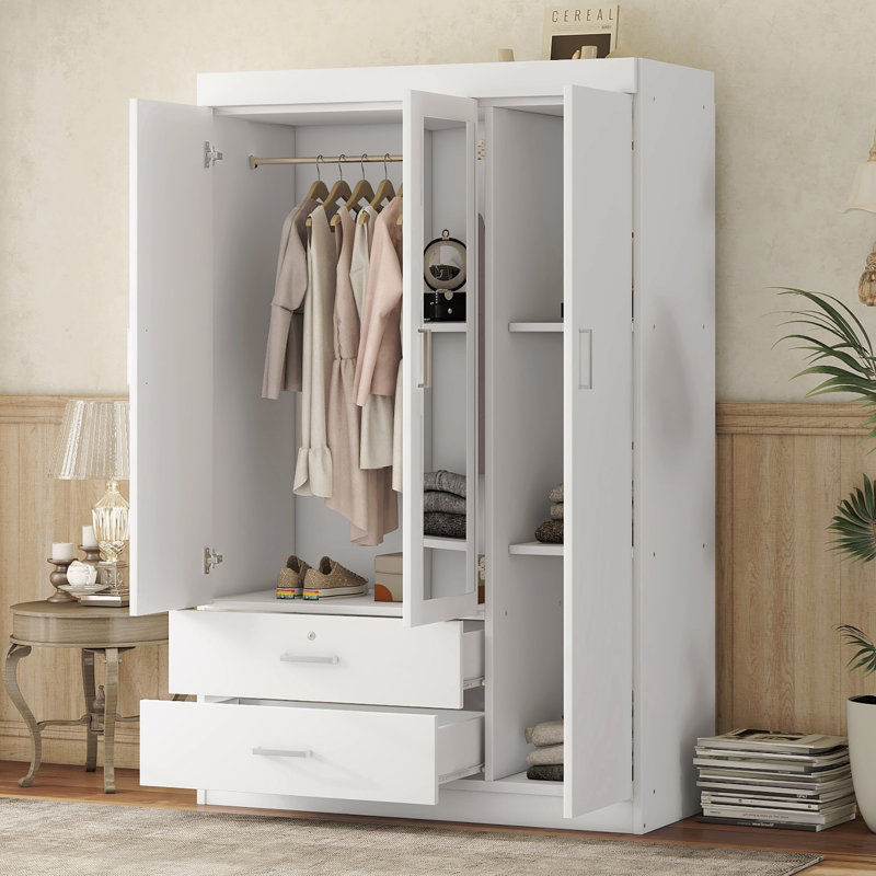 Armoire à miroir 3 portes avec tablettes
