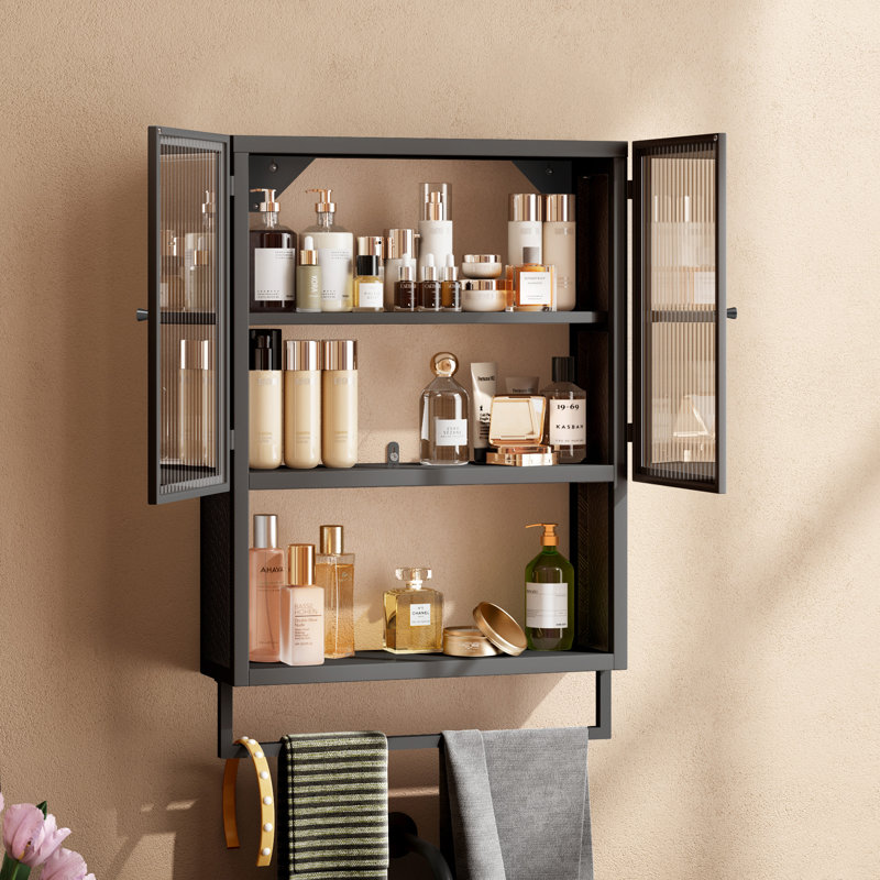 Pelaga Natalie 25.6"X19.7" Inch Over Toilet Storage Cabinet, Matte Black