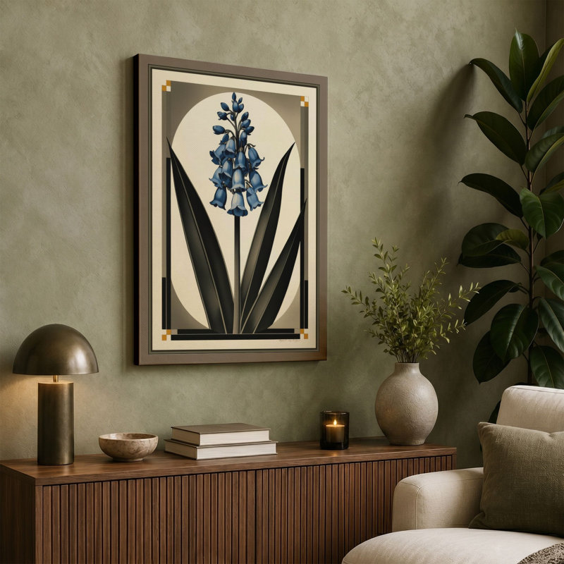 Blue Blossom Study Botanical - Wrapped Canvas, 36x24 - 91.4 x 61.0 cm, Sage Border