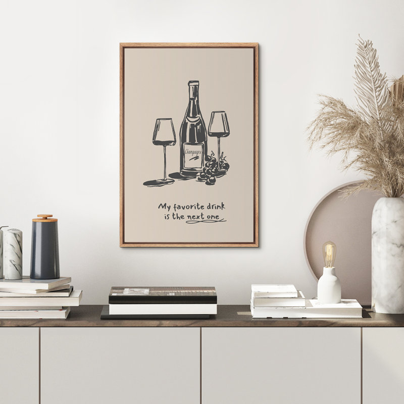 Art mural de cuisine, impression de charrette de bar My Favorite Cocktail is the One One, Naturel, H 36 po x l 24 po