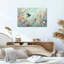 «Three Birds Flying Through Teal Floral Garden», art mural-156988649