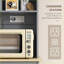 Armoire de cuisine avec station de charge, poubelle inclinable et amp; Support pour micro-ondes, gris | Portes en verre | Panneau de fibres à densité moyenne-982783025