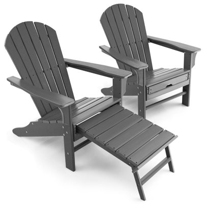 Baughn Foldable Outdoor Adirondack Chair With Ottoman